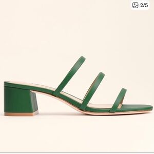 Reformation Green Strappy Block Heel Sandal